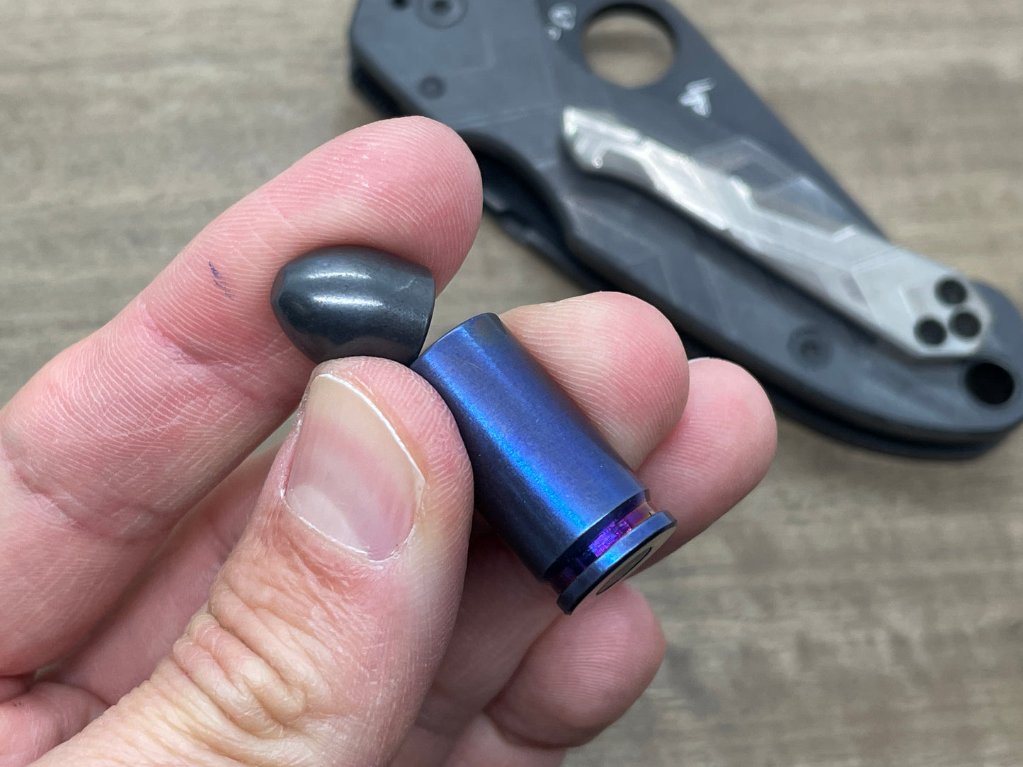 Flamed Titanium - Zirconium HAPTIC-BULLET Haptic Slider fidget Fridge magnet