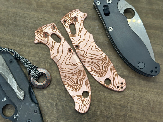 TOPO engraved Copper scales for Spyderco MANIX 2