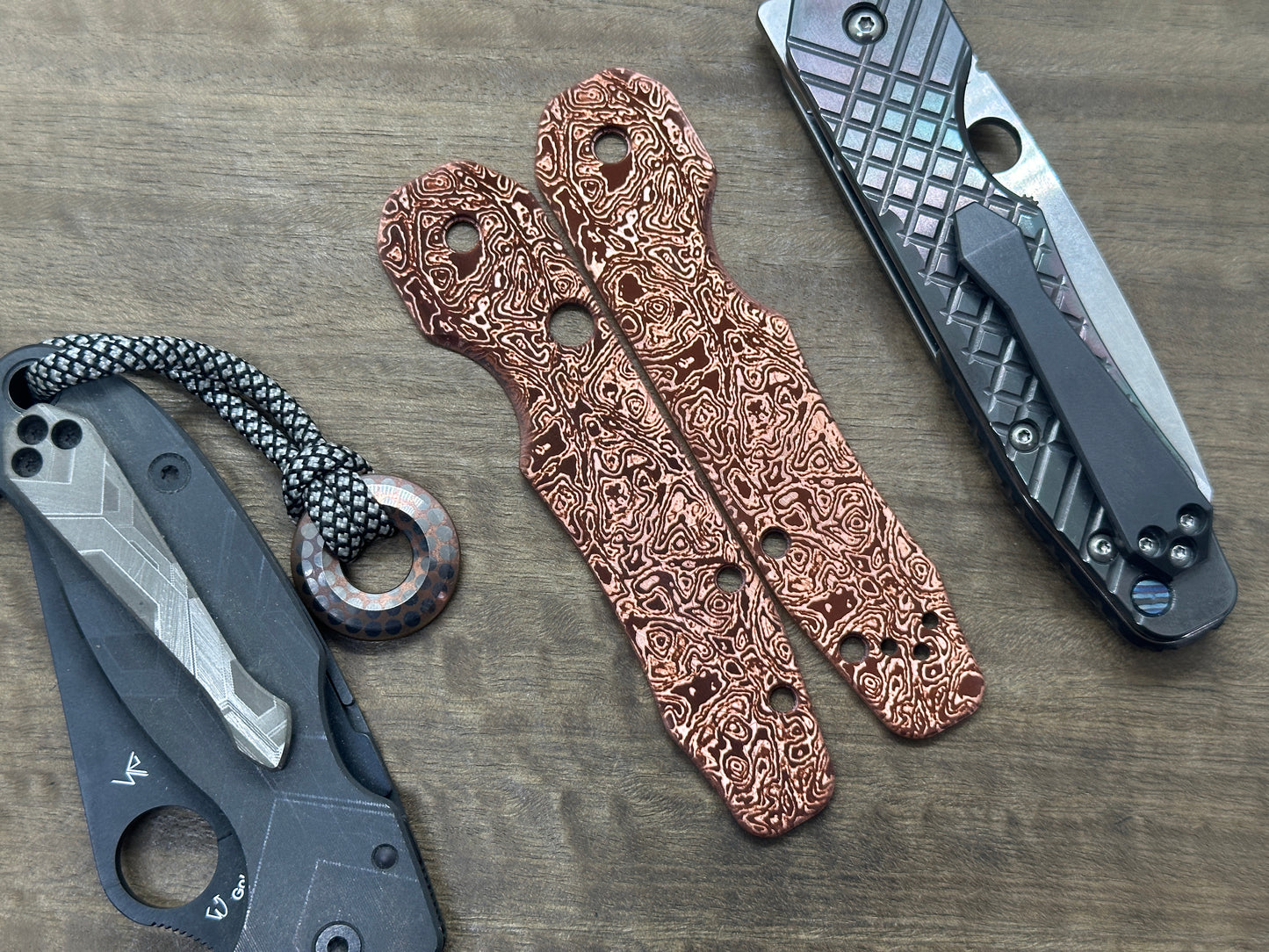 ALIEN engraved Copper Scales for Spyderco SMOCK