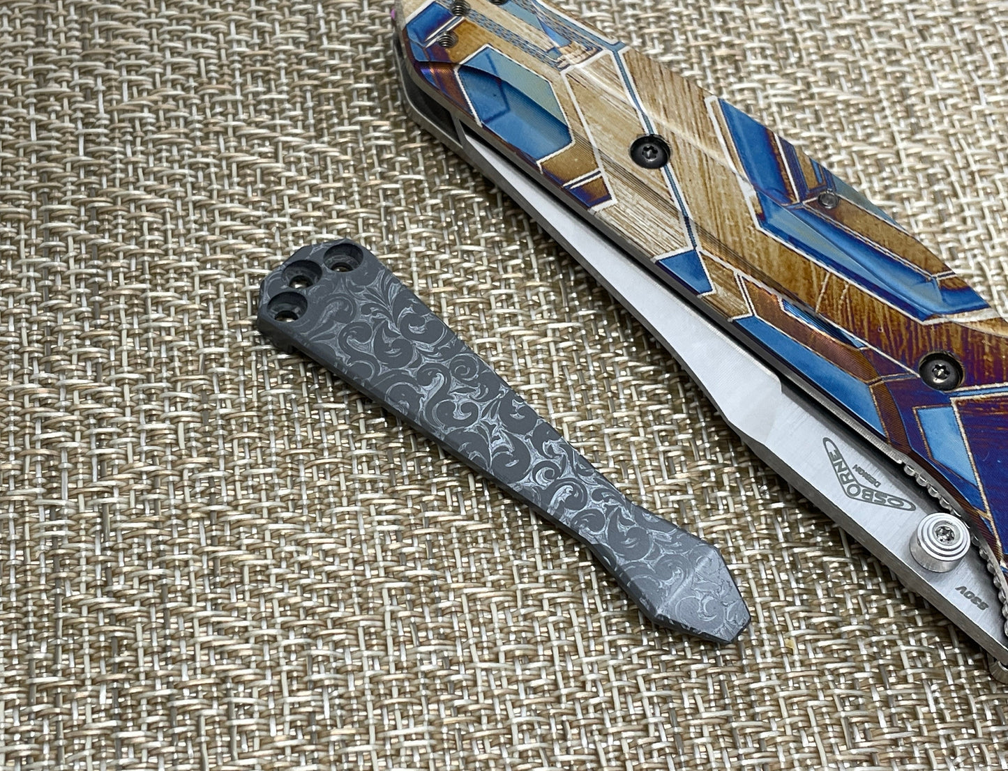VICTORIA engraved Black Zirconium Dmd CLIP for most Benchmade models