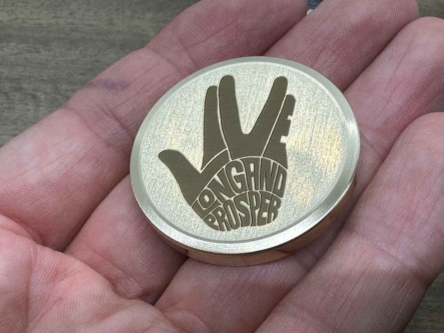 3 Sizes LIVE LONG and PROSPER engraved Brass Worry Coin