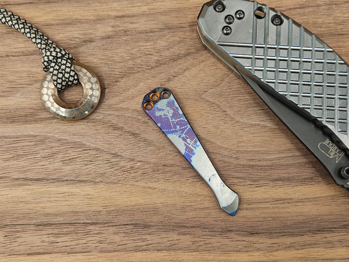 CLR Clip Benchmade Models<br>Titanium Standard - Spidy Tip Pirate Blue Anodized