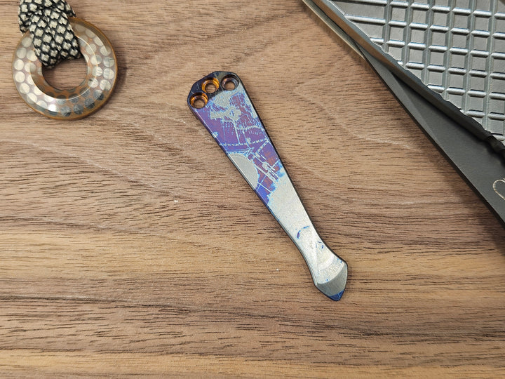CLR Clip Benchmade Models<br>Titanium Standard - Spidy Tip Pirate Blue Anodized