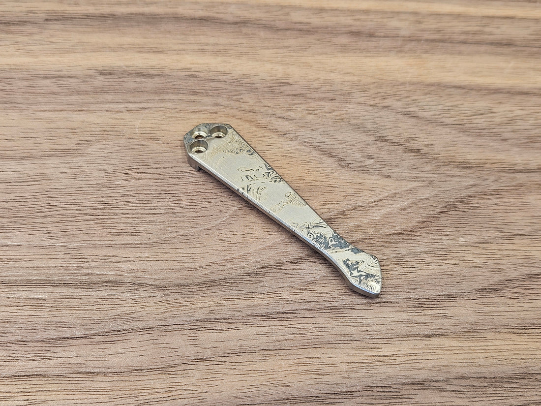 CLR Clip Spyderco Models<br>Titanium Standard - Spidy Tip Dama Fish