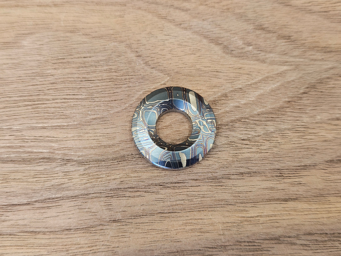 CLR Lanyard Bead 1 inch<br>Titanium Mystery Heat ano