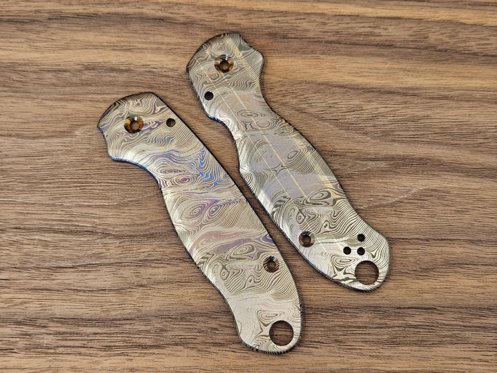 CLR Spyderco Paramilitary 3<br>Titanium Standard<br>Dama Twist Flamed