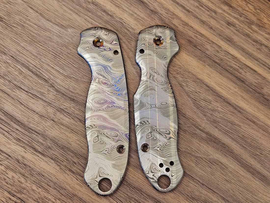 CLR Spyderco Paramilitary 3<br>Titanium Standard<br>Dama Twist Flamed