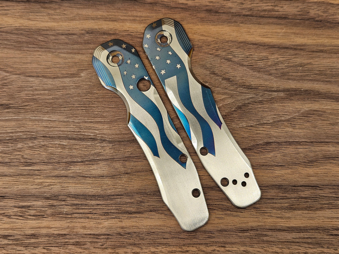CLR Spyderco Smock 2.0<br>Titanium Standard<br>4th Flag Blue Flamed