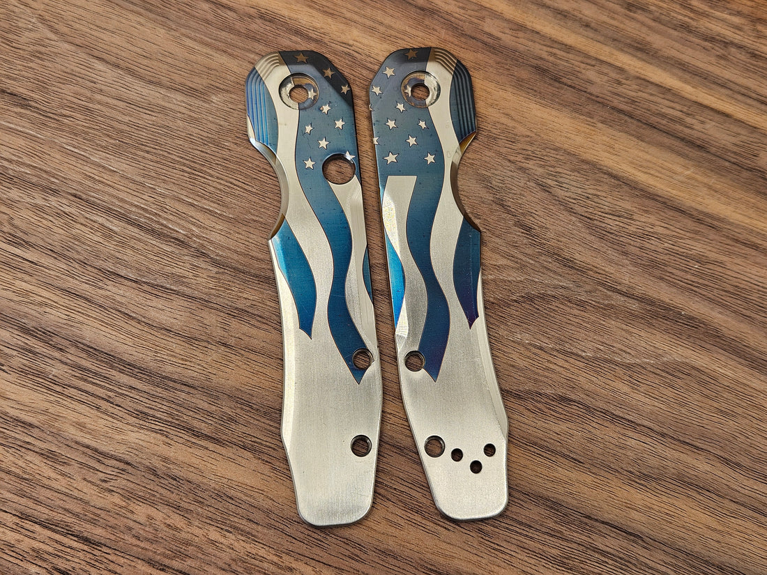 CLR Spyderco Smock 2.0<br>Titanium Standard<br>4th Flag Blue Flamed