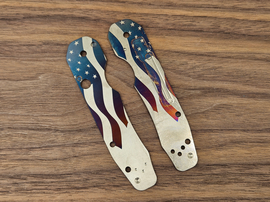 CLR Spyderco Smock 2.0<br>Titanium Standard<br>4th Flag Blue Flamed