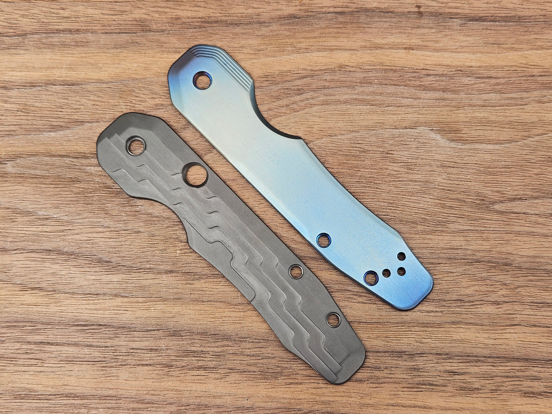 CLR Spyderco Smock<br>Titanium Zirconium Standard<br>Pleated edge Black Flamed