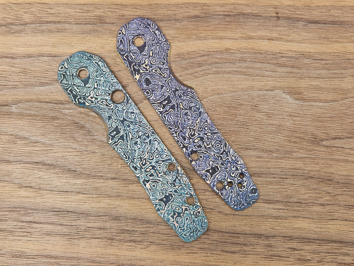 CLR Spyderco Smock<br>Titanium Frag Alien matte Blue and Purple Flamed