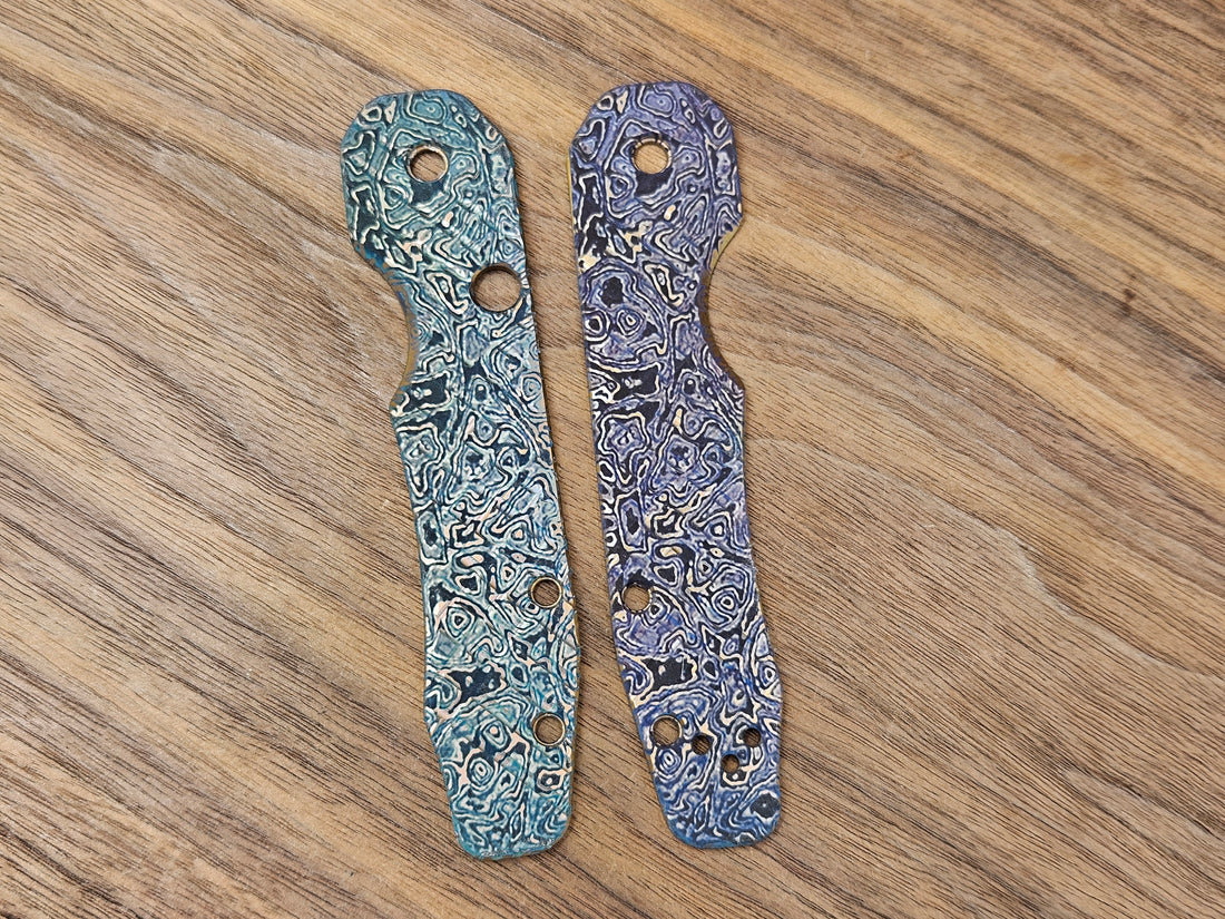 CLR Spyderco Smock<br>Titanium Frag Alien matte Blue and Purple Flamed