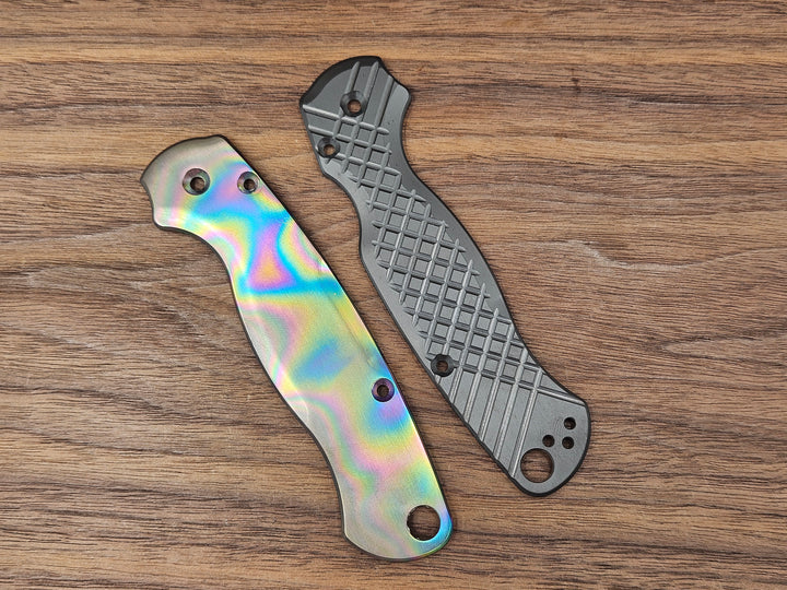 CLR Spyderco Paramilitary 2<br>Titanium Oil Slick<br>Zirconium Frag Black