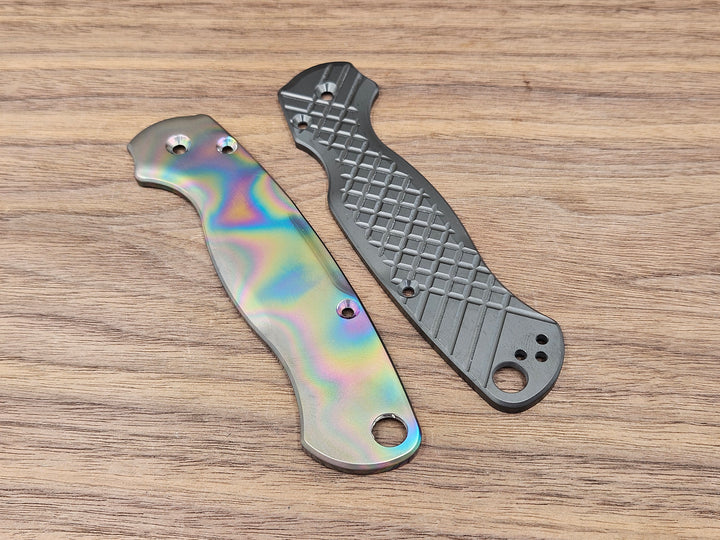 CLR Spyderco Paramilitary 2<br>Titanium Oil Slick<br>Zirconium Frag Black