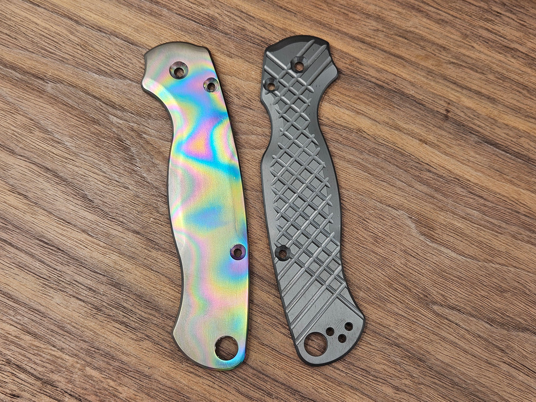 CLR Spyderco Paramilitary 2<br>Titanium Oil Slick<br>Zirconium Frag Black