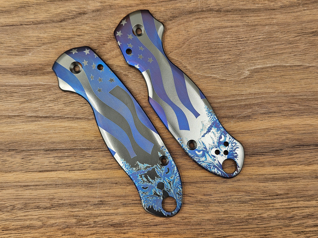 CLR Spyderco Paramilitary 3<br>Titanium Standard 4th Flamed