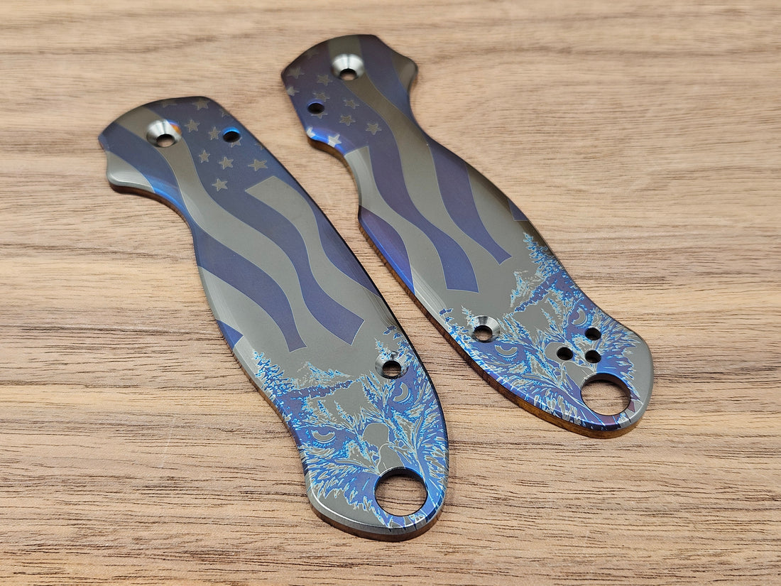 CLR Spyderco Paramilitary 3<br>Titanium Standard 4th Flamed