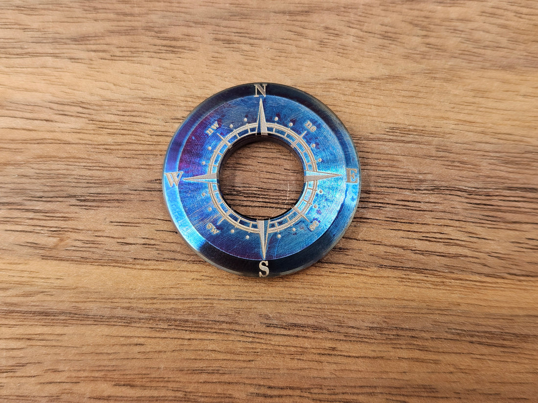 CLR Lanyard Bead 1 inch<br>Titanium Compass Flamed