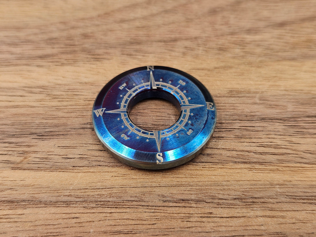 CLR Lanyard Bead 1 inch<br>Titanium Compass Flamed