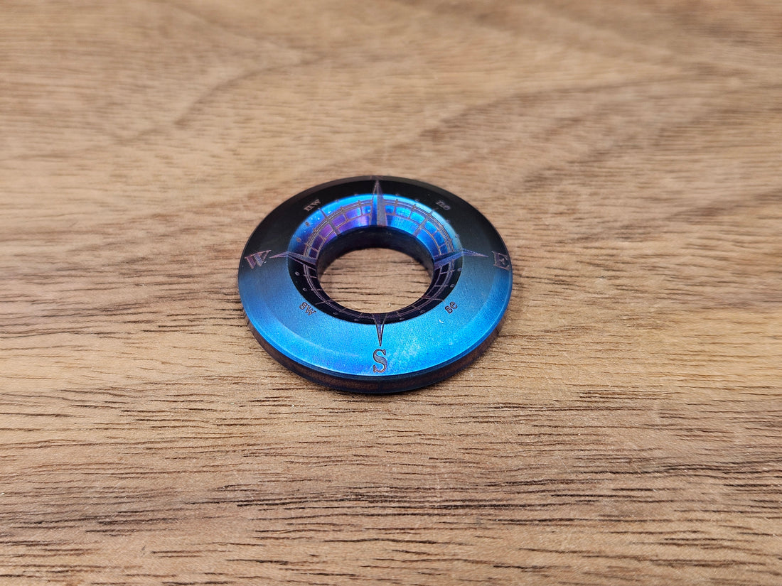 CLR Lanyard Bead 1 inch<br>Titanium Compass Flamed
