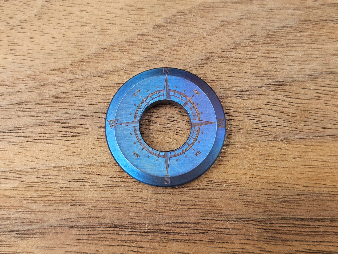 CLR Lanyard Bead 1 inch<br>Titanium Compass Flamed