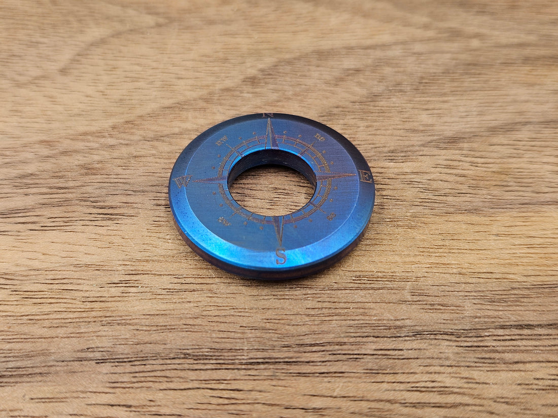 CLR Lanyard Bead 1 inch<br>Titanium Compass Flamed