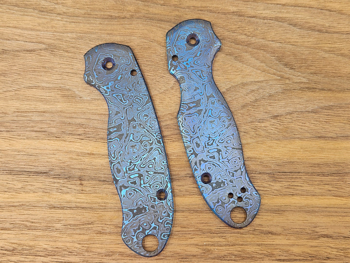 CLR Spyderco Paramilitary 3<br>Titanium Standard Alien Dark Blue Flamed
