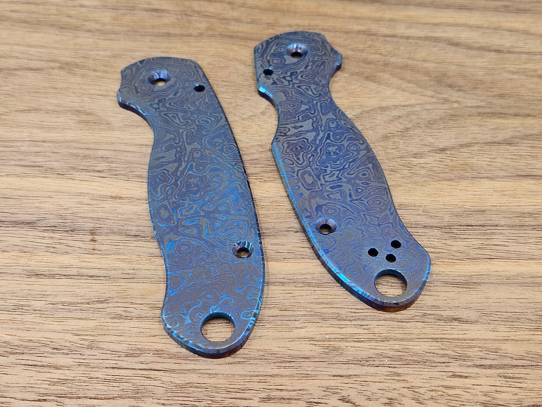 CLR Spyderco Paramilitary 3<br>Titanium Standard Alien Dark Blue Flamed