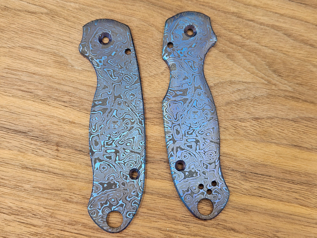 CLR Spyderco Paramilitary 3<br>Titanium Standard Alien Dark Blue Flamed