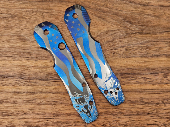 CLR Spyderco Smock<br>Titanium Standard 4th Eagle Flamed