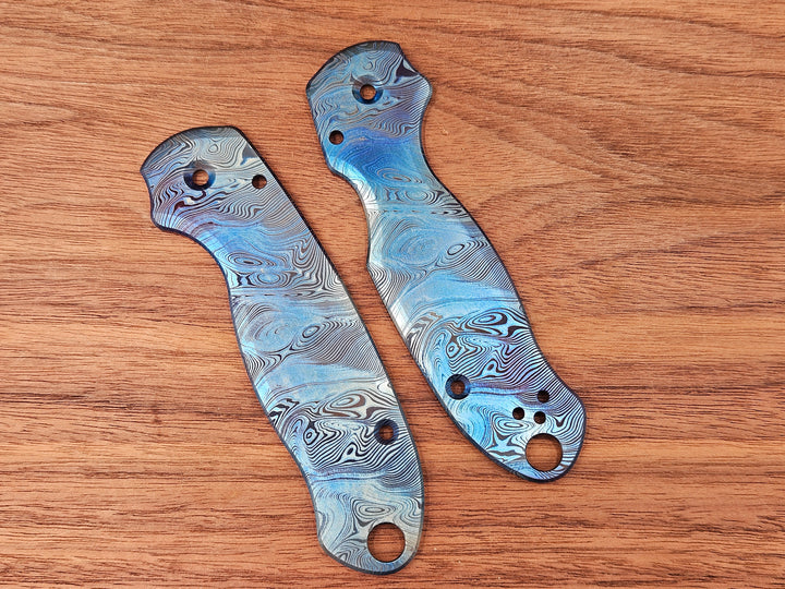 CLR Spyderco Paramilitary 3<br>Titanium Standard Dama Fish Flamed