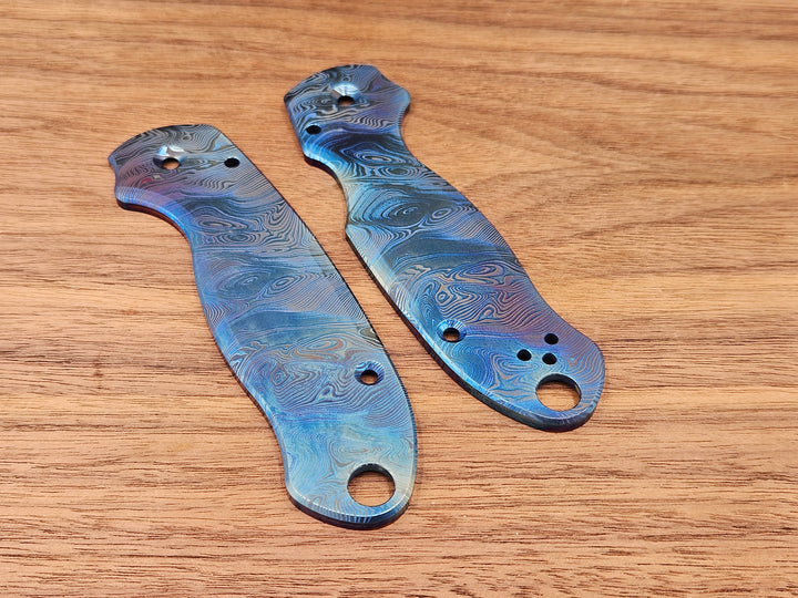 CLR Spyderco Paramilitary 3<br>Titanium Standard Dama Fish Flamed