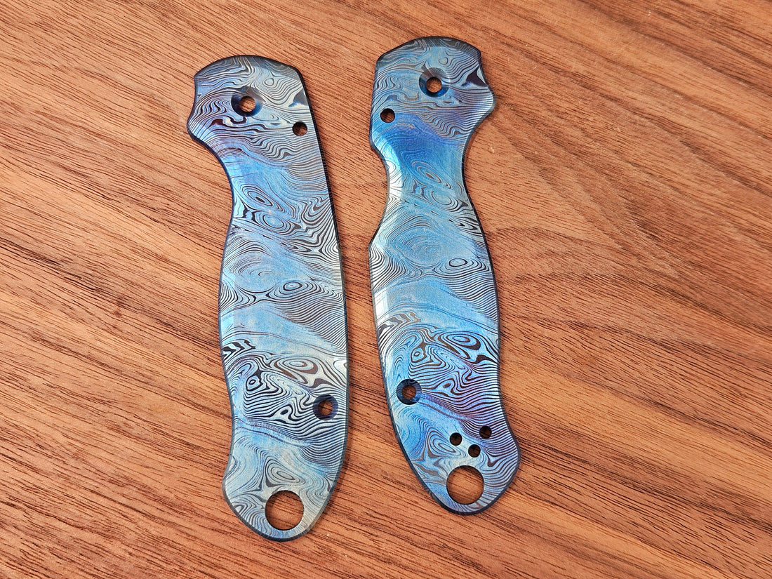CLR Spyderco Paramilitary 3<br>Titanium Standard Dama Fish Flamed