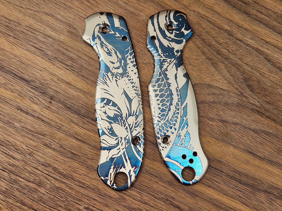CLR Spyderco Paramilitary 3<br>Titanium Standard Koi Fish Blue
