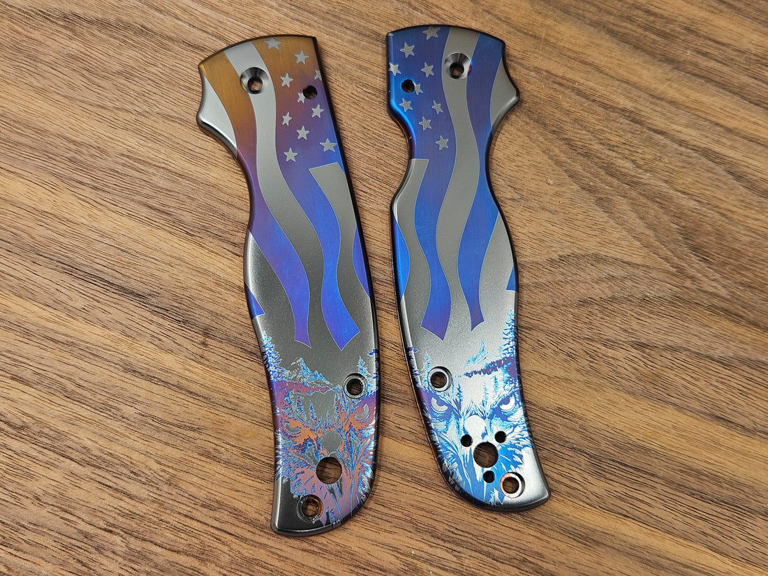 CLR Spyderco Shaman<br>Titanium Standard 4th Eagle Flamed