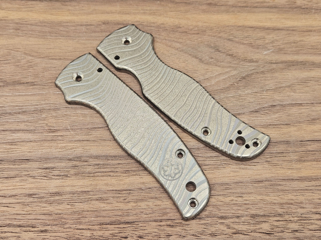 CLR Spyderco Shaman Scales Titanium Standard - Beskar Battleworn