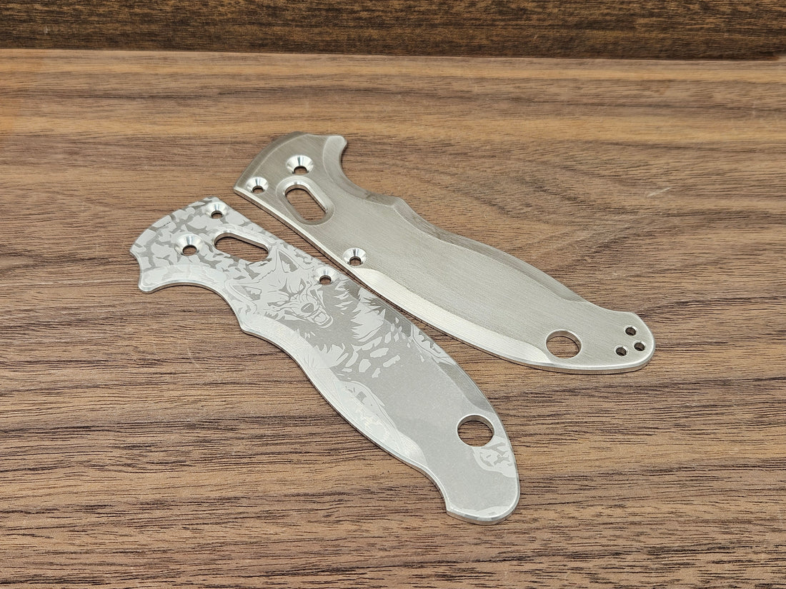 CLR Spyderco Manix 2 Scales Aluminum Standard - Werewolf lasering