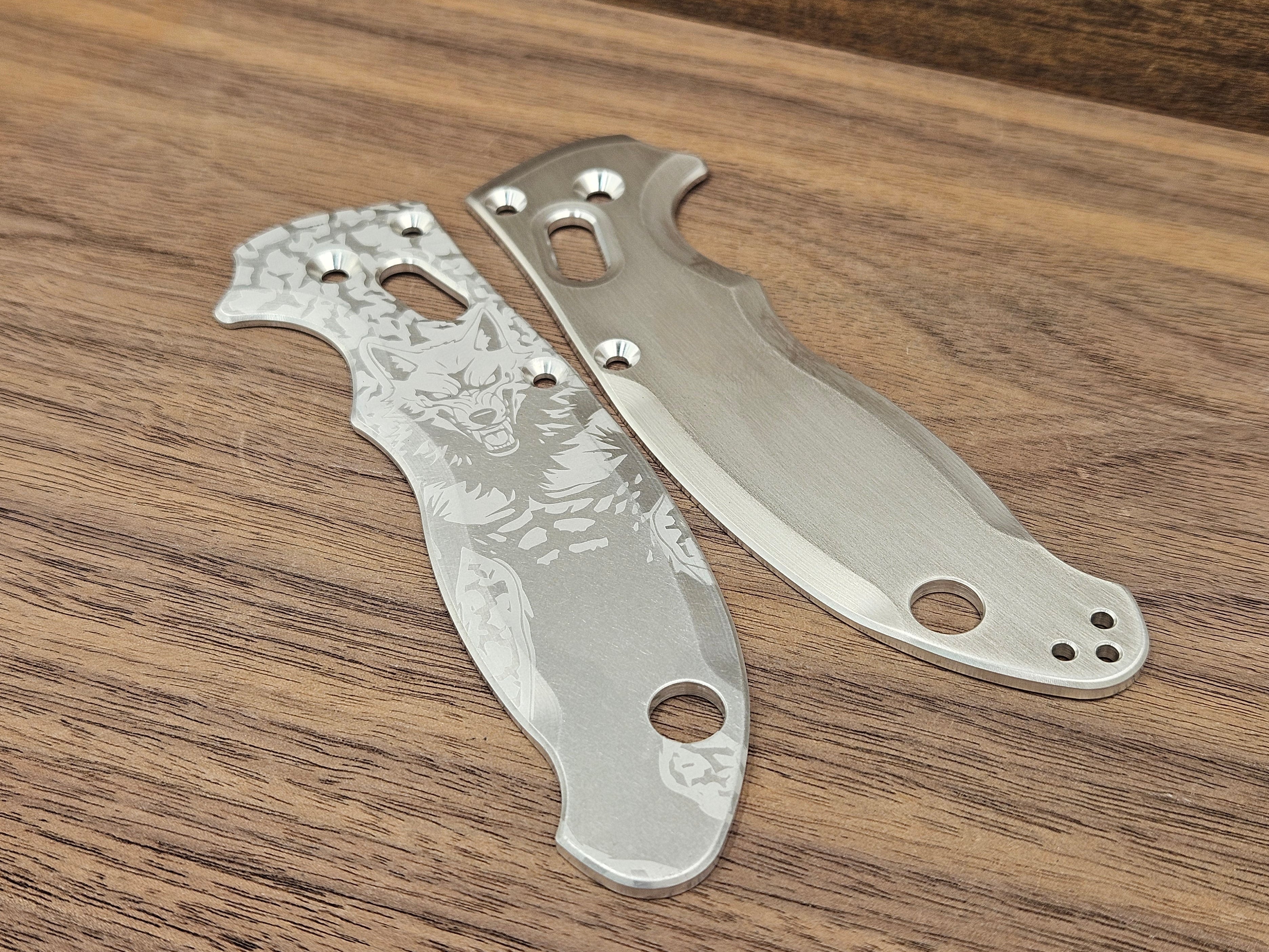 CLR Spyderco Manix 2 Scales Aluminum Standard - Werewolf lasering