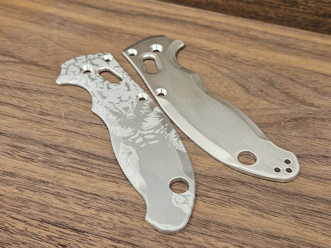 CLR Spyderco Manix 2 Scales Aluminum Standard - Werewolf lasering