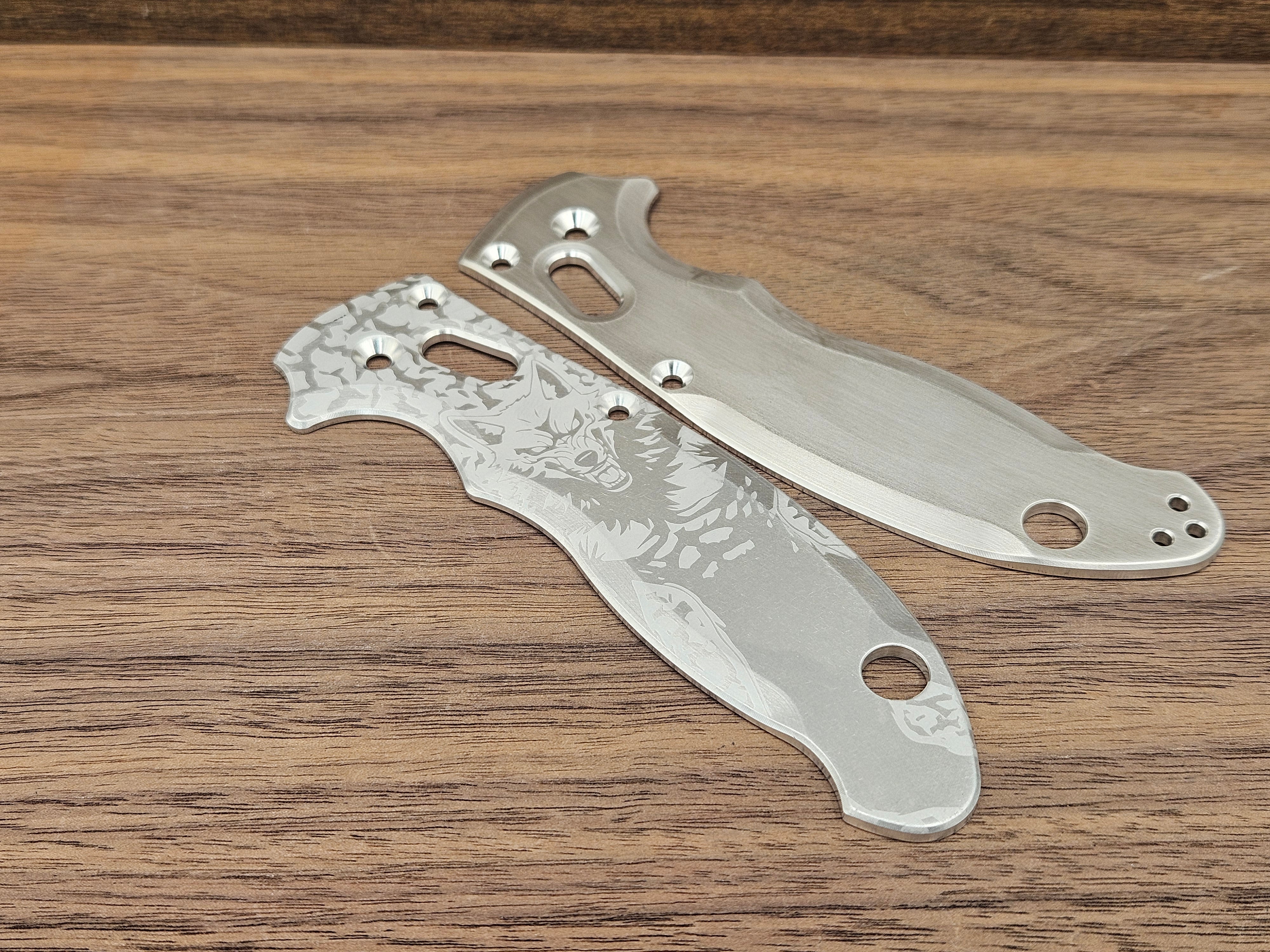 CLR Spyderco Manix 2 Scales Aluminum Standard - Werewolf lasering
