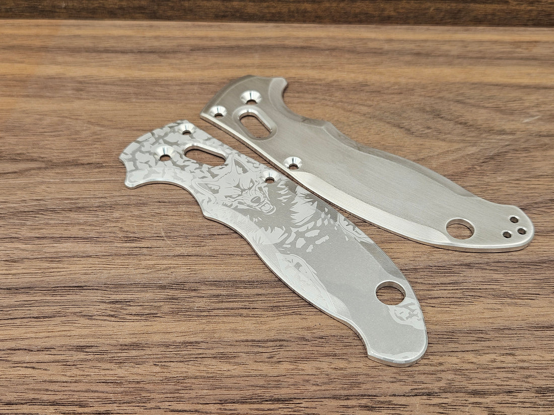 CLR Spyderco Manix 2 Scales Aluminum Standard - Werewolf lasering