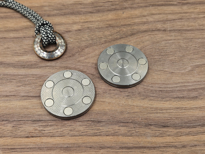 Haptic Clicky Coins Tungsten - Honeycomb Engraved