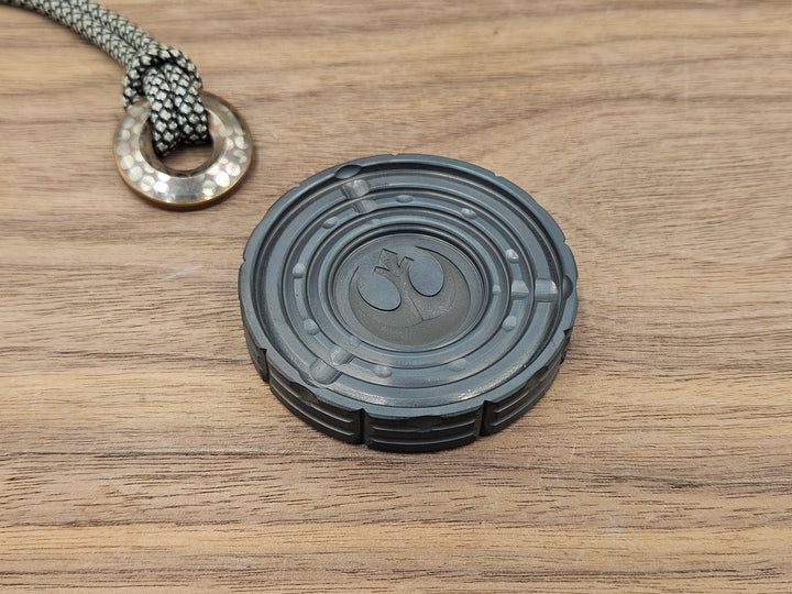 Spin Base Tungsten - Flamed Black Rebel Alliance and Dama engraved