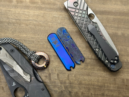 US NAVY Seals The only easy day was yesterday Flamed 58mm Titanium Scales for Swiss Army SAK