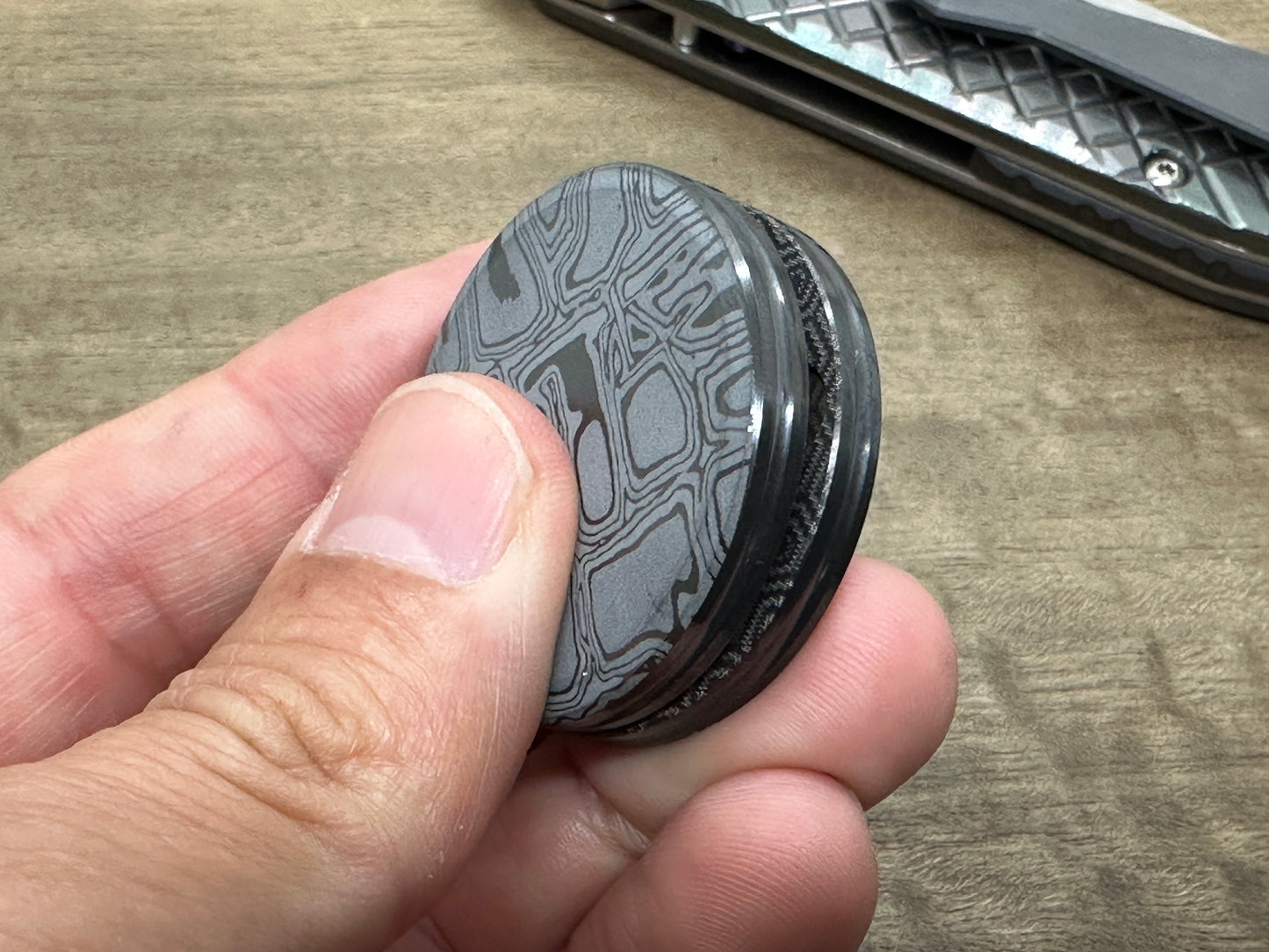 MOKUME engraved Black Zirconium CLICKY HAPTIC Coins Fidget