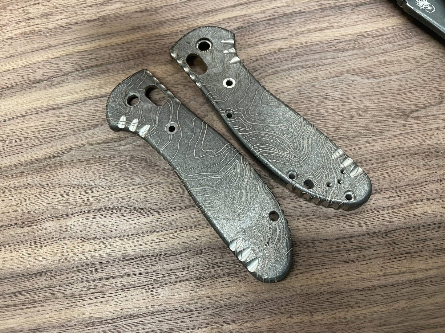 Battleworn TOPO engraved Titanium Scales for Benchmade GRIPTILIAN 551 & 550