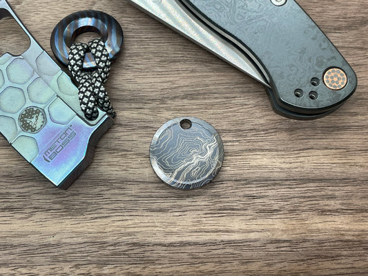 Black TOPO engraved Titanium PENDANT Keychain