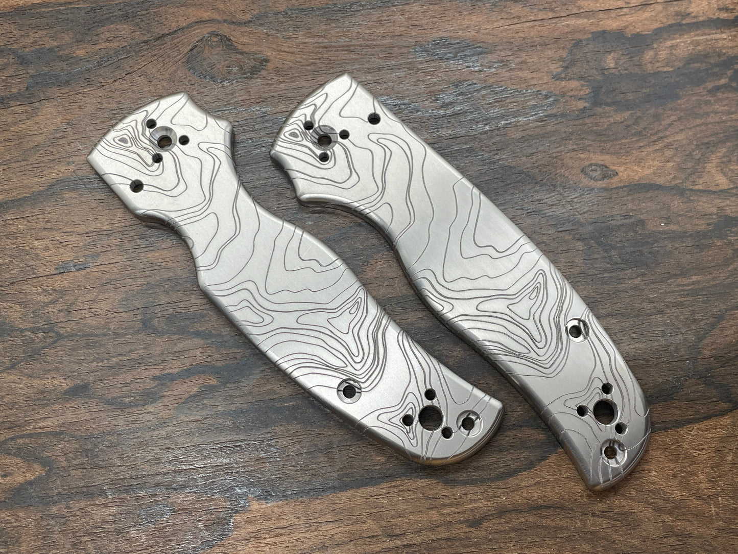 TOPO engraved Titanium Scales for SHAMAN Spyderco