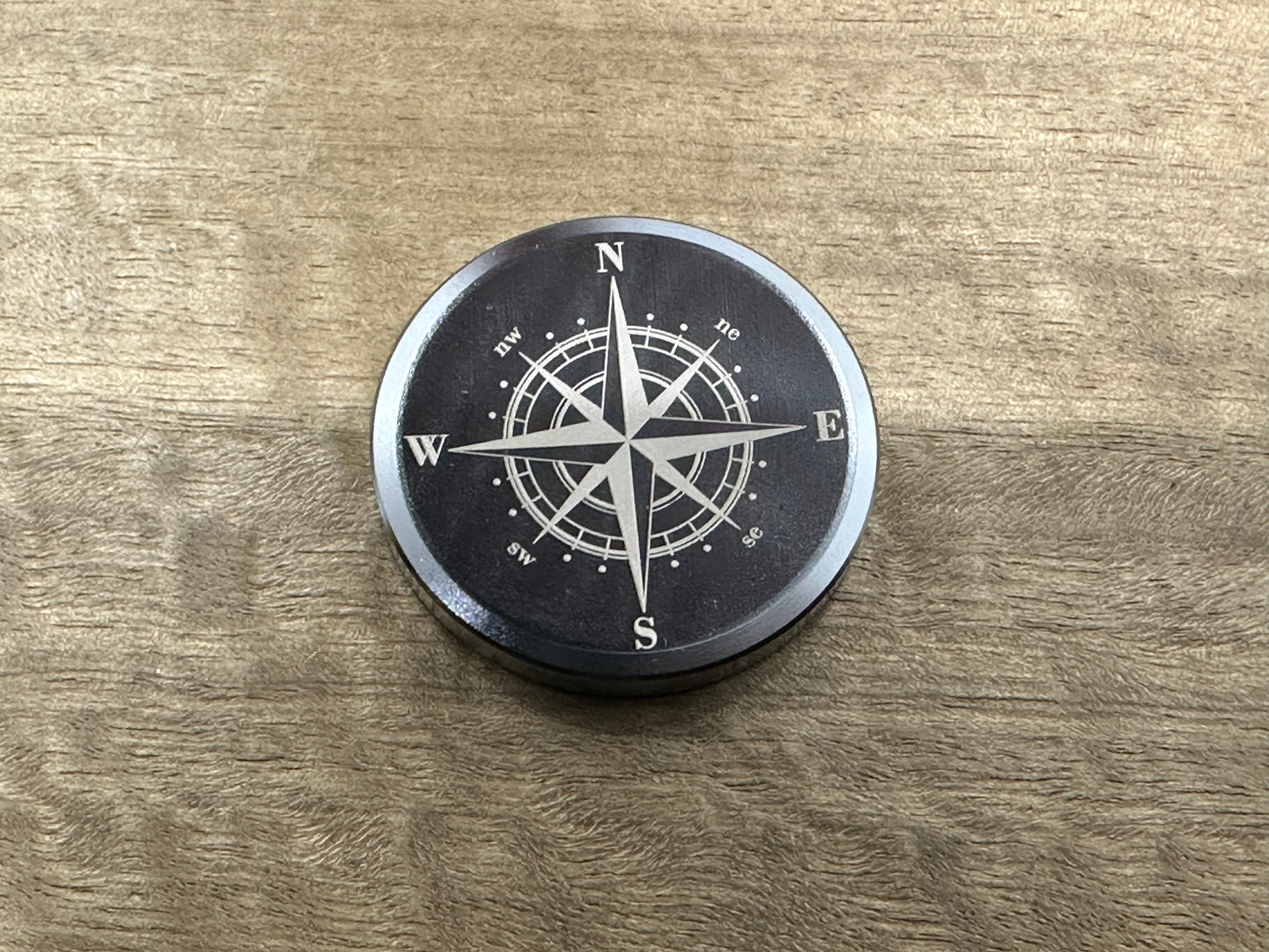 4 sizes COMPASS Black Titanium Worry Coin